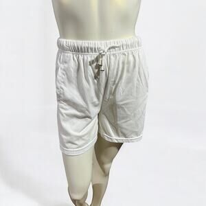 Vintage 90s White High Waist Cotton Drawstring Shorts Small New York Label